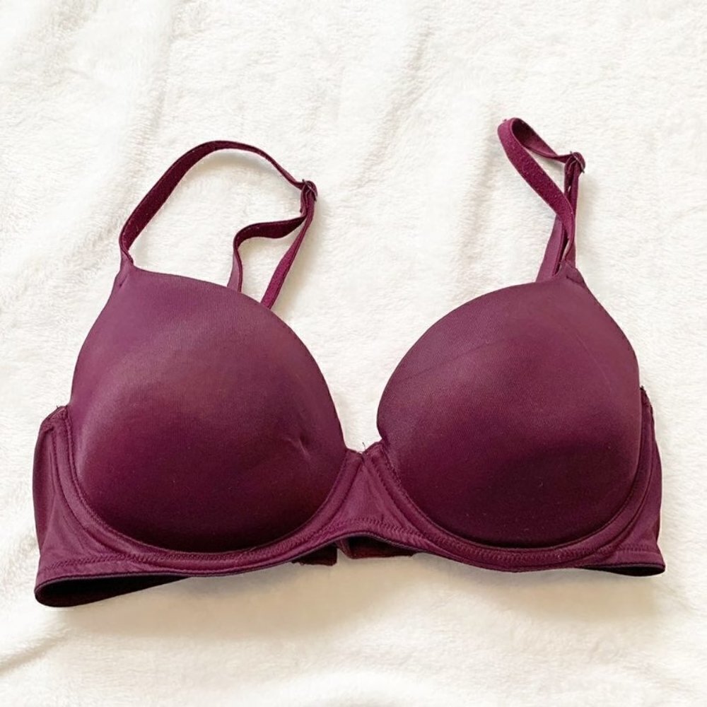Victoria's Secret PINK Wear Everywhere Lightly Lined Underwire Bra Burgundy 32C